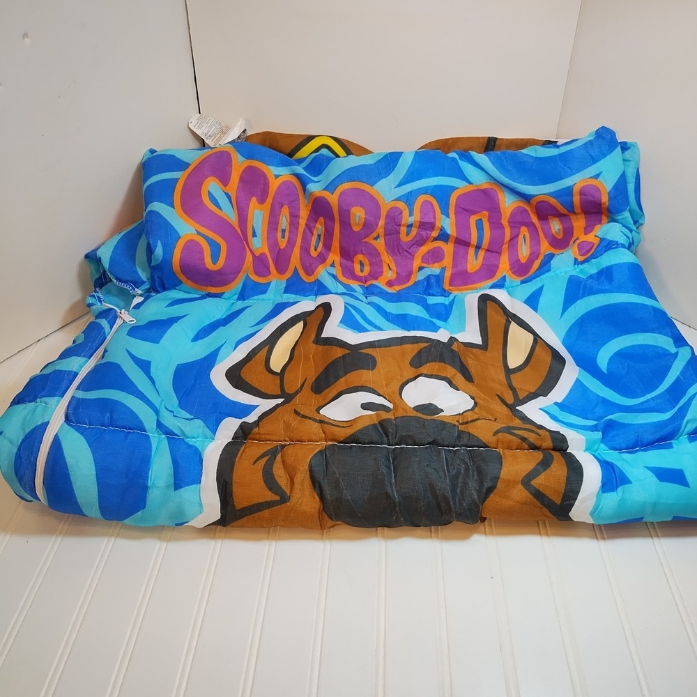 Vintage Scooby Doo Children's Sleeping Bag Hanna Barbera 30 X 57 In Blue 1999